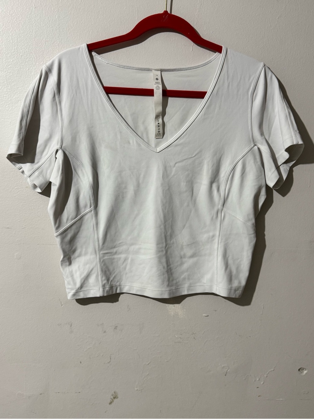lululemon athletica White V-Neck Short Sleeve Top